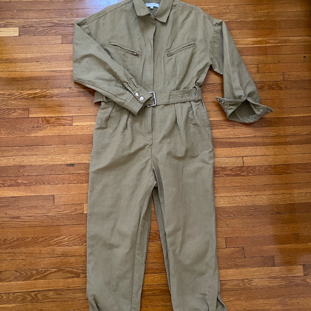 IRO Khaki Long-sleeve Utility Jumpsuit with Belt EU36/US6